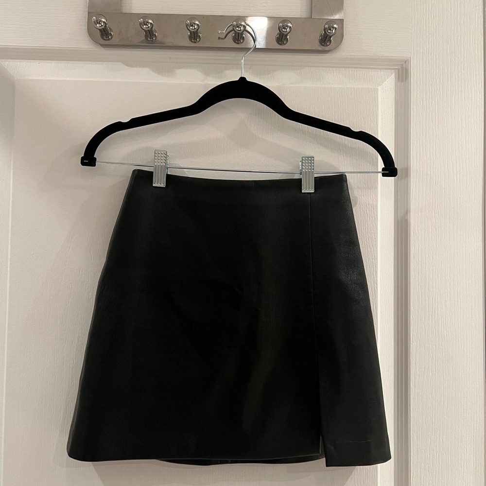 Sunday Best Pleather Mini Skirt with Slit